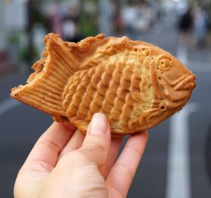 Taiyaki - sweet fish-shaped waffle.