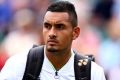 STOKE POGES, ENGLAND - JUNE 29: Nick Kyrgios of Australia walks off court after his match against Philipp Kohlschreiber ...