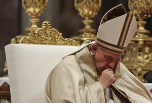 Pope Francis celebrates a consistory in St. Peter's Basilica at the Vatican, Saturday, Nov. 19, 2016.