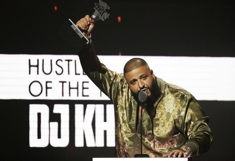 DJ Khaled receives the Hustler of the Year award at the BET Hip-Hop Awards in Atlanta, Saturday, Sept. 17, 2016.