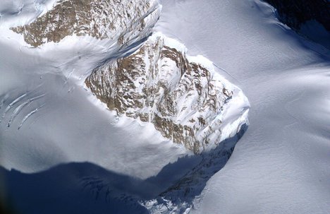 File - The Larsen Ice Shelf in Antarctica viewed from NASA's DC-8 aircraft during the AirSAR 2004 campaign.