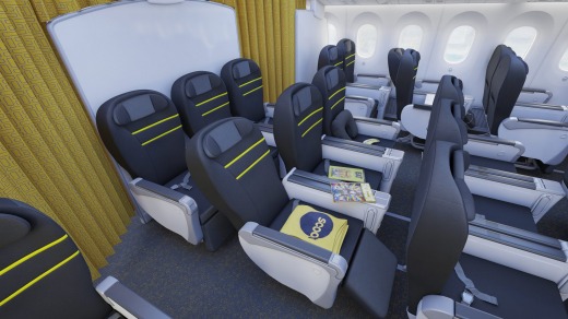 Inside Scoot business class.