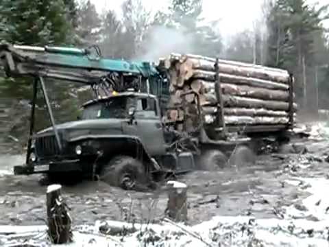 truck Ural 4320 timber runs hard off-road | лесовоз Урал жесть