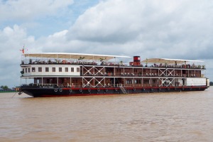 The elegant RV Mekong Pandaw has timber-lined, airconditioned cabins that provide relief from the hot Cambodian sun.