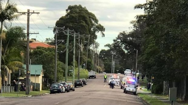 The scene of the shooting on Warner Avenue, Wyong on Monday.