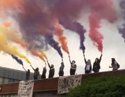 Image credit @sistersuncut, flares on the roof of Holloway Prison