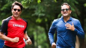 The diplomacy jog ... Trudeau and Varadkar jog it out. 