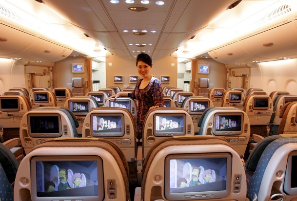 Economy class on board a Singapore Airlines A380.