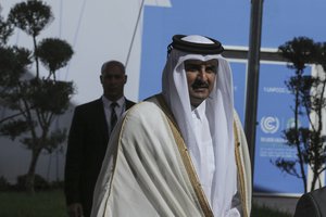 Emir of Qatar Sheik Tamim bin Hamad Al-Thani arrives at the high level segment of the U.N. climate conference in Marrakech, Morocco, Tuesday, Nov. 15, 2016.