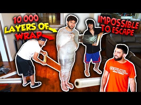 10,000 LAYERS OF SARAN WRAP ESCAPE CHALLENGE!!