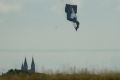 A blimp falls to the ground  during the first round of the US Open golf tournament.