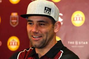 Cameron Smith sports an RLPA cap at Tuesday's media event for State of Origin.