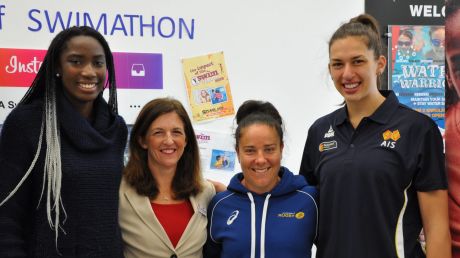 Under 17s Australian basketballer, Ezi Magbegor, YMCA Australia chief executive Melinda Crole,?Wallaroos rugby ...