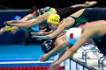 Swimmers start the 200-metre freestyle semifinal at the Rio Olympics.