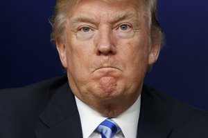 President Donald Trump listens to a question during a town hall with business leaders in the South Court Auditorium on the White House complex in Washington, Tuesday, April 4, 2017.