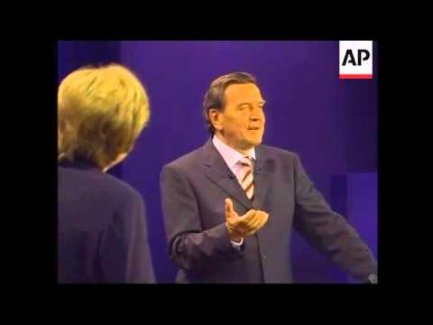 Chancellor Schroeder and Angela Merkel in TV debate