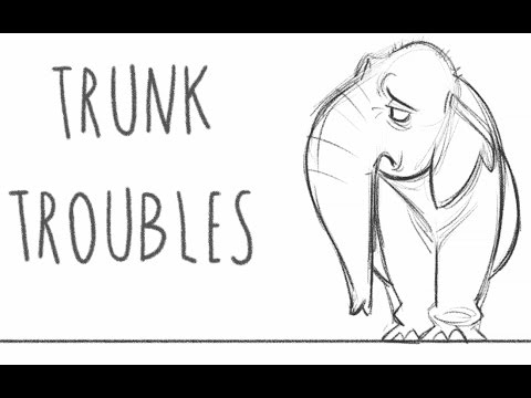 Hand Drawn Animation - Cyrano the Elephant in "Trunk Troubles"