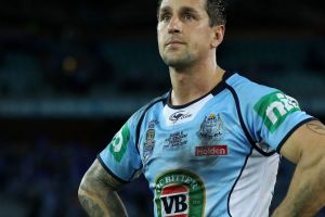 Scapegoat: Mitchell Pearce was dejected after full-time in game two.