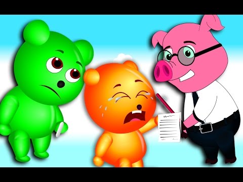 Mega Gummy bear crying copying in exams caught by teacher finger family nursery rhymes for kids