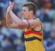 MELBOURNE, AUSTRALIA - JULY 01: Josh Jenkins of the Crows (R) celebrates a goal during the round 15 AFL match between ...