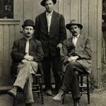 San Diego Free Speech Fight, California, 1912. "3 English machinists after servi