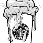 Main graphic for Starbucks union-busting protest flyer