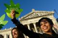 Activists gather in front of Uruguayan Congress in support of the legalisation of marijuana in 2013.