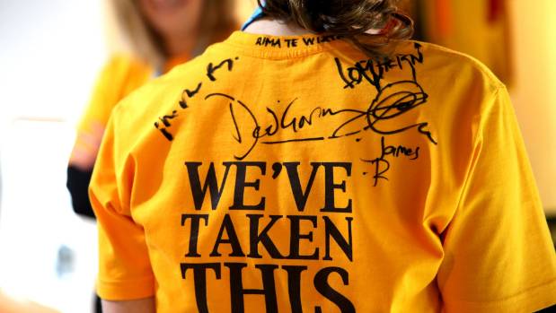 A T-shirt signed by the cast of the Pork Pie film