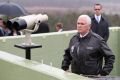 US Vice-President Mike Pence looks at the North Korean side from Observation Post Ouellette in the Demilitarized Zone ...