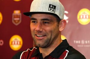 Cameron Smith sports an RLPA cap at Tuesday's media event for State of Origin.