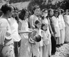 File - The Allied Reoccupation of the Andaman Islands, 1945. Chinese and Malayan girls forcibly taken from Penang by the Japanese to work as 'comfort women' for Japanese troops during World War II.