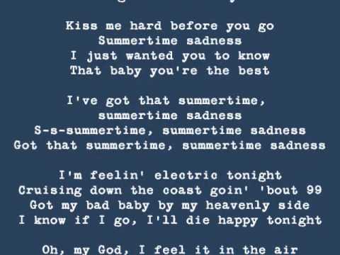 Summertime Sadness by Lana Del Rey (Lyrics on Screen)