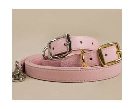 Premium Leather Dog Collar - Rose Quartz