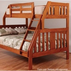  - Troy Solid Pine Timber Trio Bunk Bed - Bunk Beds