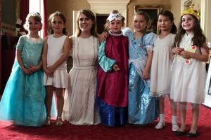 Princess Eugenie, Harper Beckham (third from right) and her friends at Buckingham Palace for her 6th birthday.