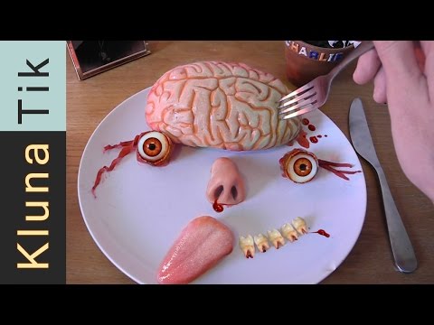 Eating BRAIN & EYEBALLS for Halloween!!!  Kluna Tik Dinner #37 | ASMR eating sounds no talk