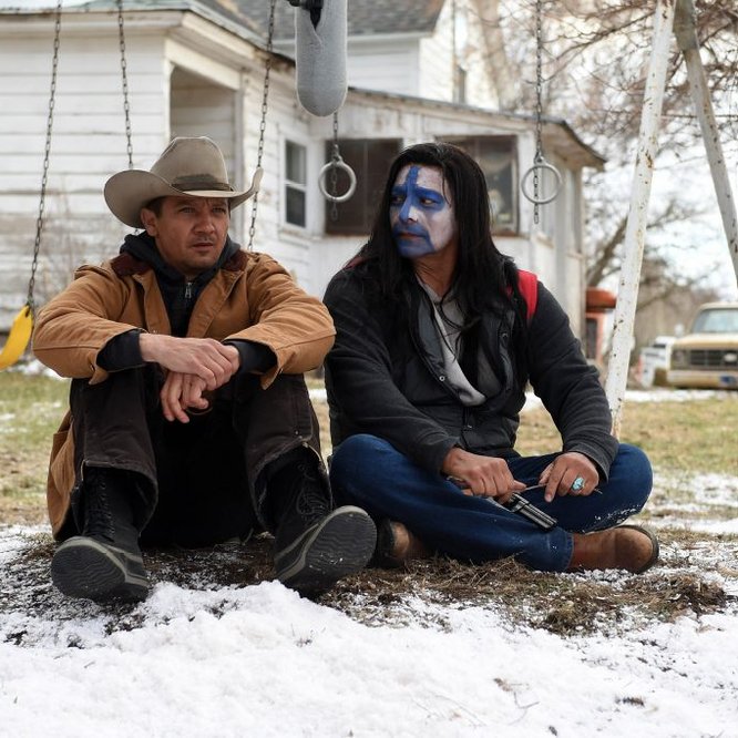 Gil Birmingham and Jeremy Renner in Wind River (2017)