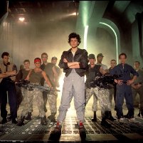 Bill Paxton, Sigourney Weaver, Michael Biehn, Lance Henriksen, Jenette Goldstein, Paul Reiser, Mark Rolston, Colette Hiller, William Hope, Daniel Kash, Al Matthews, Ricco Ross, Cynthia Dale Scott, Trevor Steedman, and Tip Tipping in Aliens (1986)