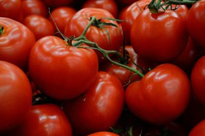 Tomatoes sold at a supermarket.