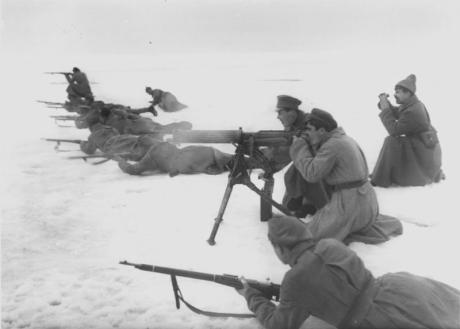 Red Army soldiers attack the Kronstadt commune, 1921