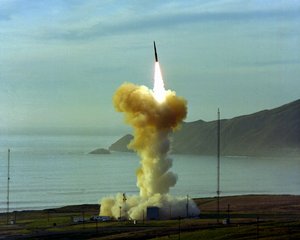  An LGM-30 Minuteman I Intercontinental ballistic Missile (ICBM) is launched from Launch Facility 6. 