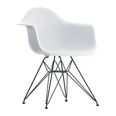  - Eames DAR Armchair White with Chrome Base - Dining Chairs