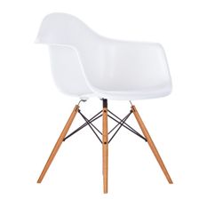  - Eames DAW Armchair White with Maple Base - Armchairs & Accent Chairs