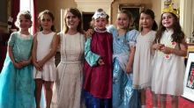 Princess Eugenie, Harper Beckham (third from right) and her friends at Buckingham Palace for her 6th birthday.