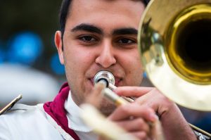  Mikhael Touma is seen playing with the Syrian Youth Marching Band, all recently arrived refugees, during its first ever ...