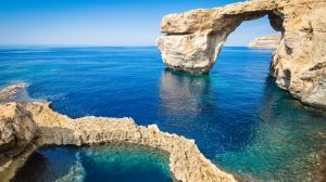 What the world famous Azure Window in Gozo island, Malta looked like before it collapsed.