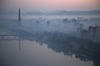 Dawn breaks over Pyongyang, North Korea.