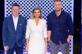 Australian Ninja Warrior presenters Ben Fordham, Rebecca Maddern and Freddie Flintoff