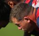 Toby Smith of the Rebels prepares for a scrum during a Melbourne Rebels Super Rugby training session.