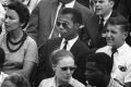 Writer James Baldwin, centre, whose work has acquired fresh resonance in Donald Trump's America.